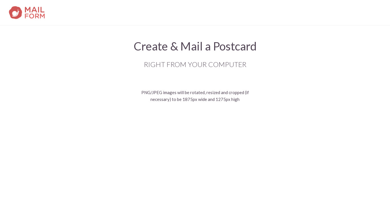 Mailform Postcards Landing page