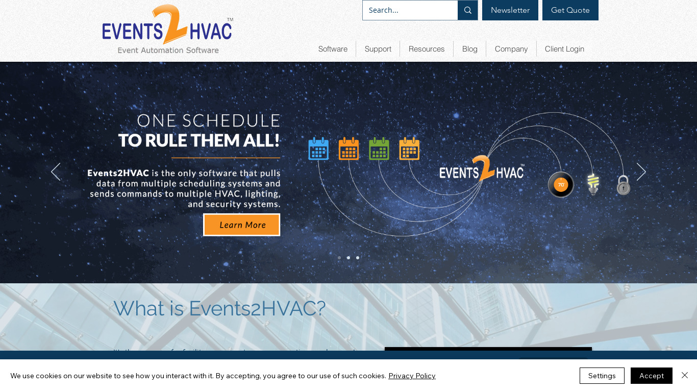Events2HVAC Landing page