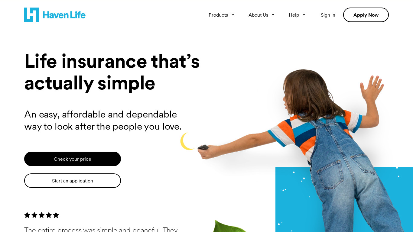 Haven Life Landing page