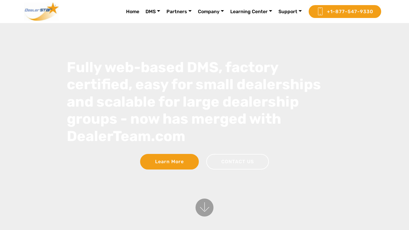 DealerStar DMS Landing page