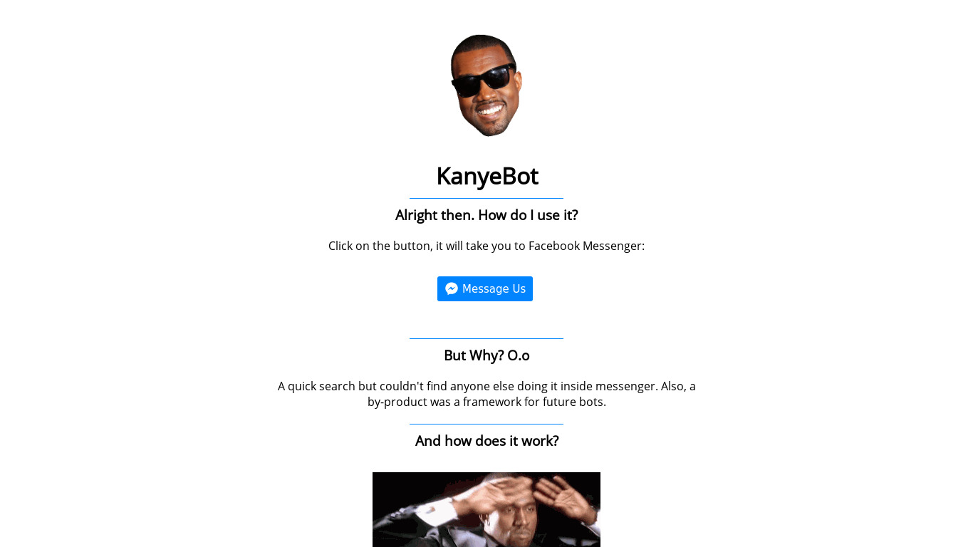 KanyeBot Landing page