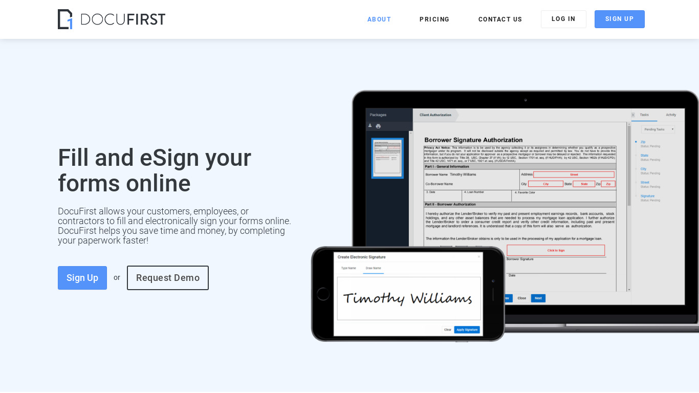 DocuFirst Landing page