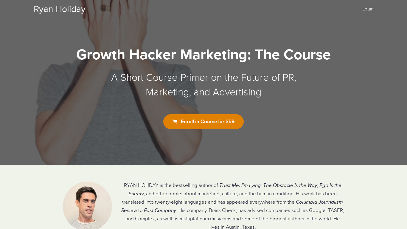 Growth Hacker Course Landing page