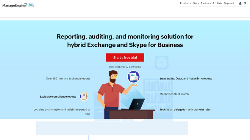 ManageEngine Exchange Reporter Plus Landing Page