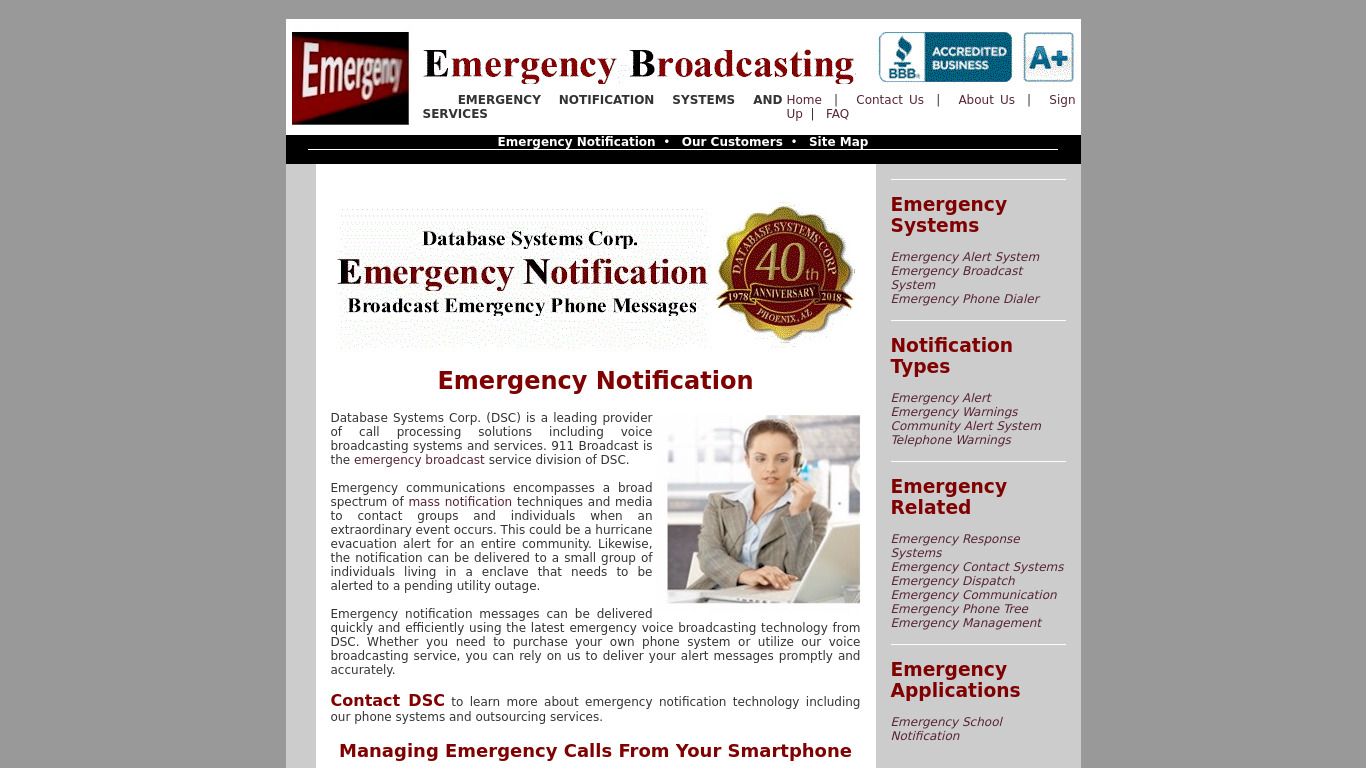 DSC Emergency Notification Landing page