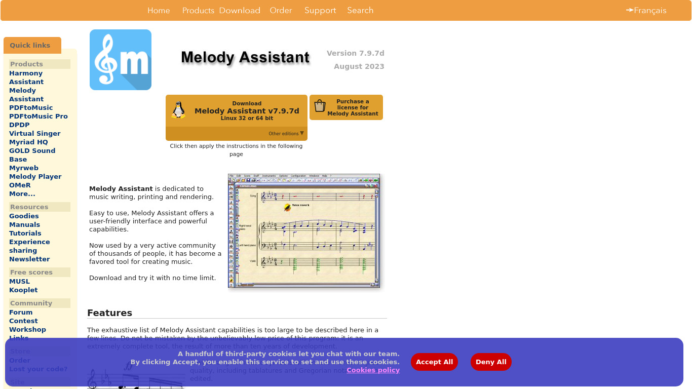 Melody Assistant Landing page