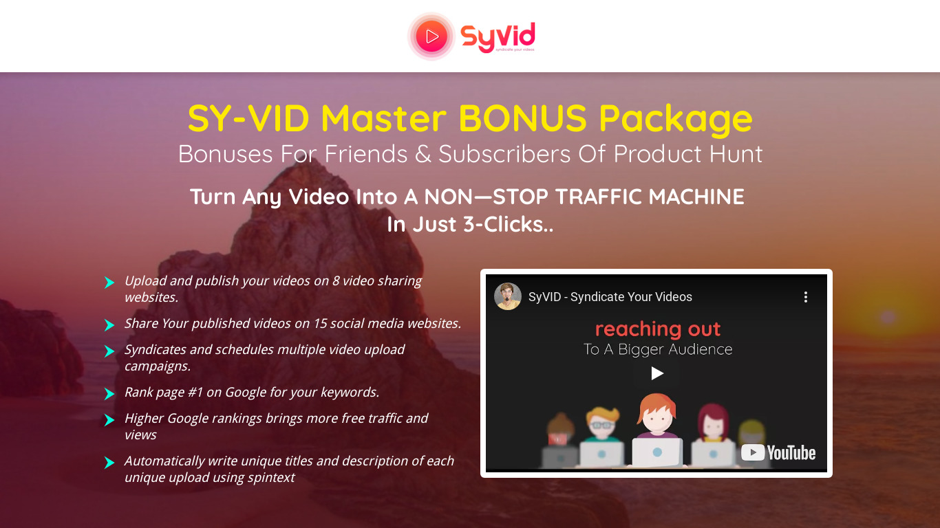 Syvid - Video Syndication Software Landing page