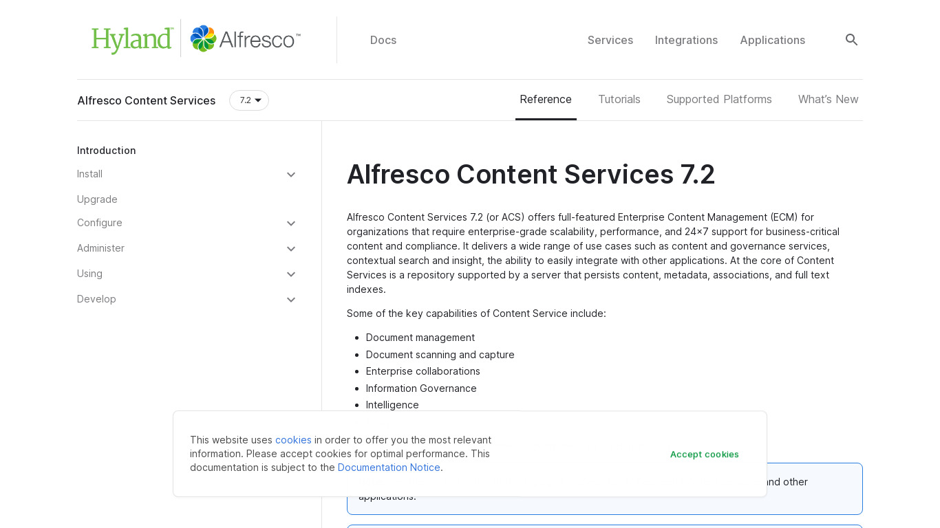 Alfresco One Landing page