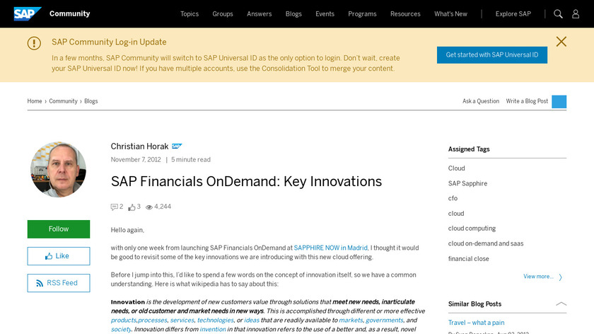 SAP Financials OnDemand Landing Page