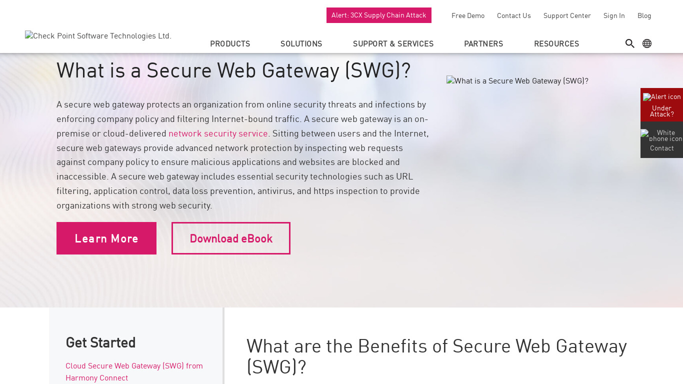Check Point Secure Web Gateway Landing page