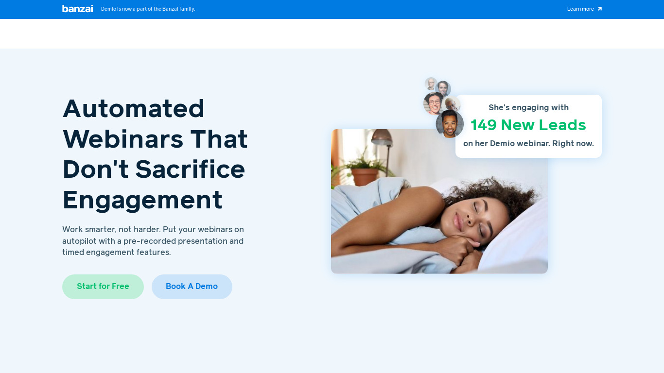 Automated by Demio Landing page