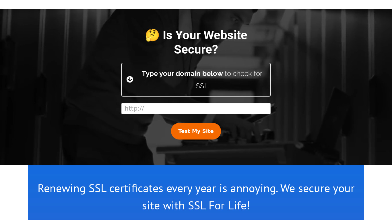 Secure My Website Landing page