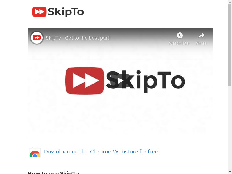 SkipTo Landing page