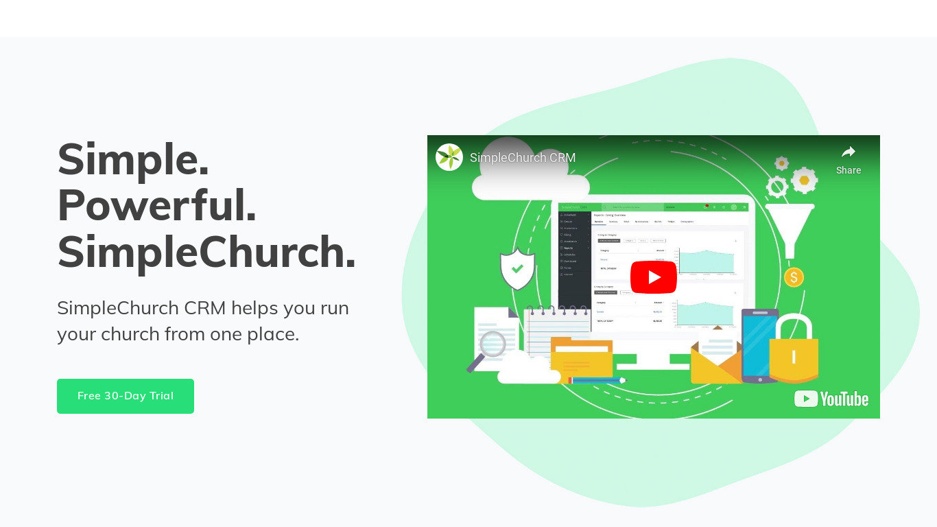 SimpleChurch CRM Landing page