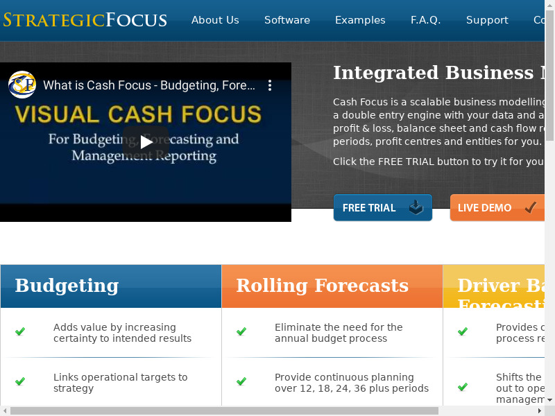 Visual Cash Focus Landing page