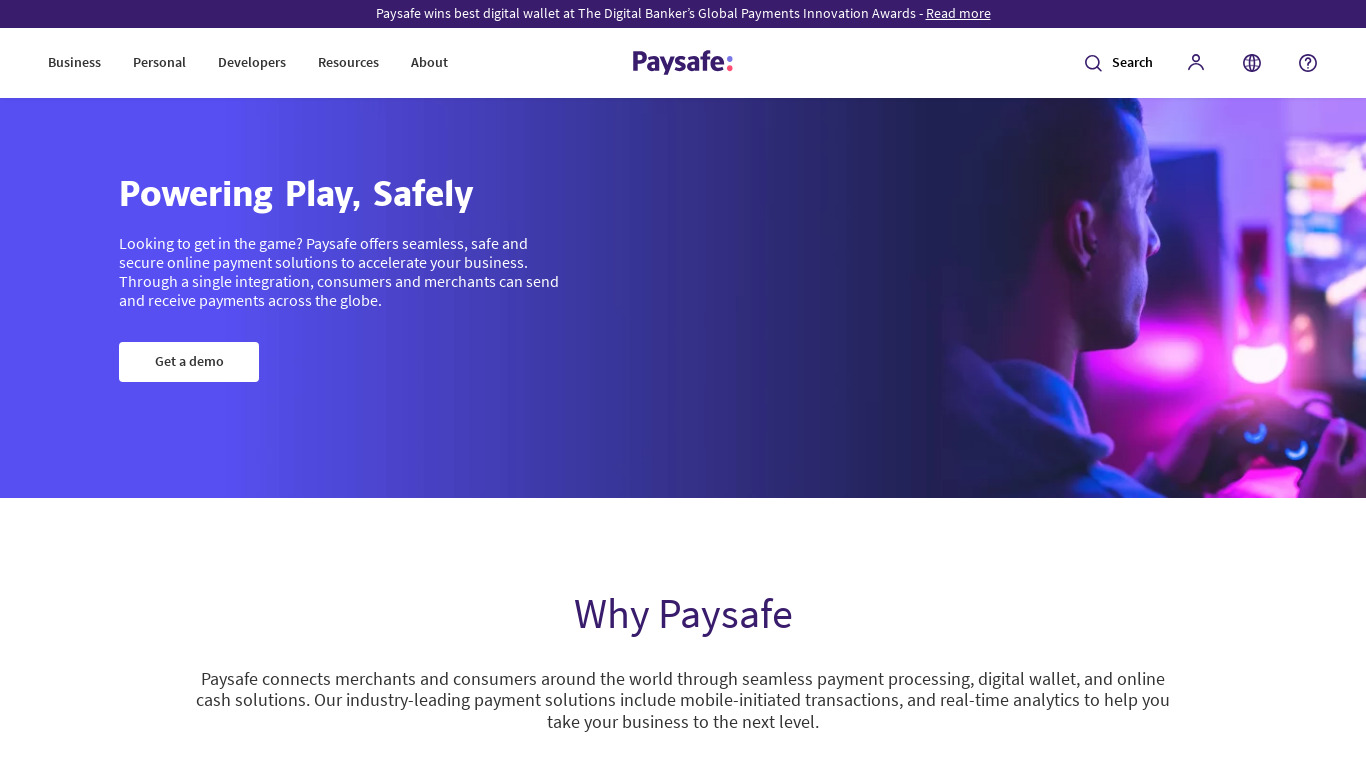 Paysafe Landing page