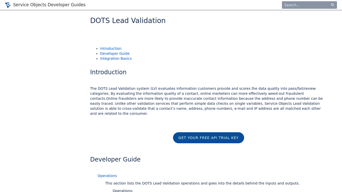 DOTS Lead Validation Landing page