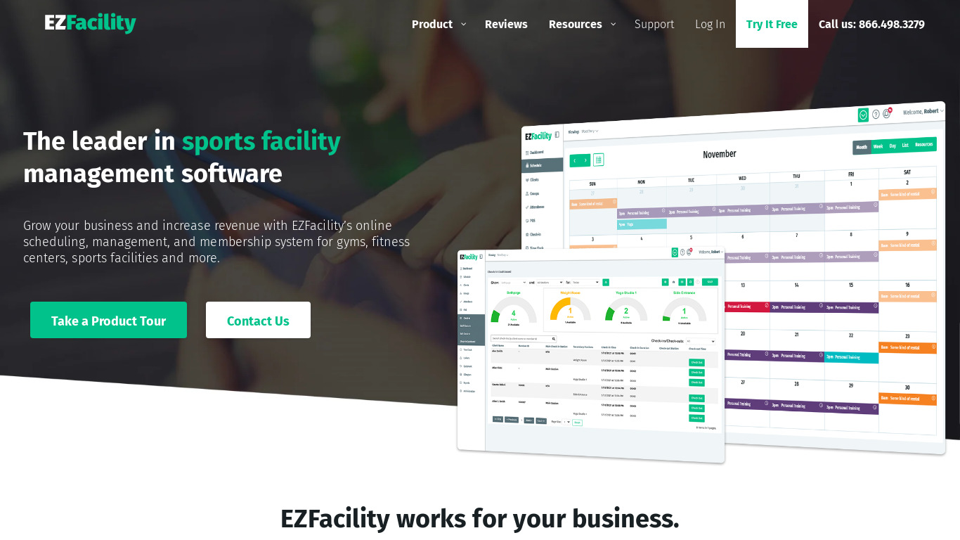 EZFacility Landing page