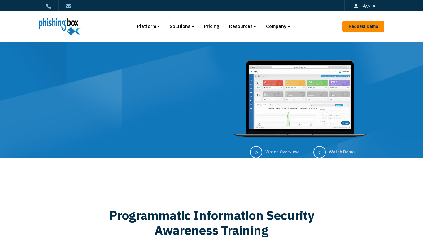 PhishingBox Landing page