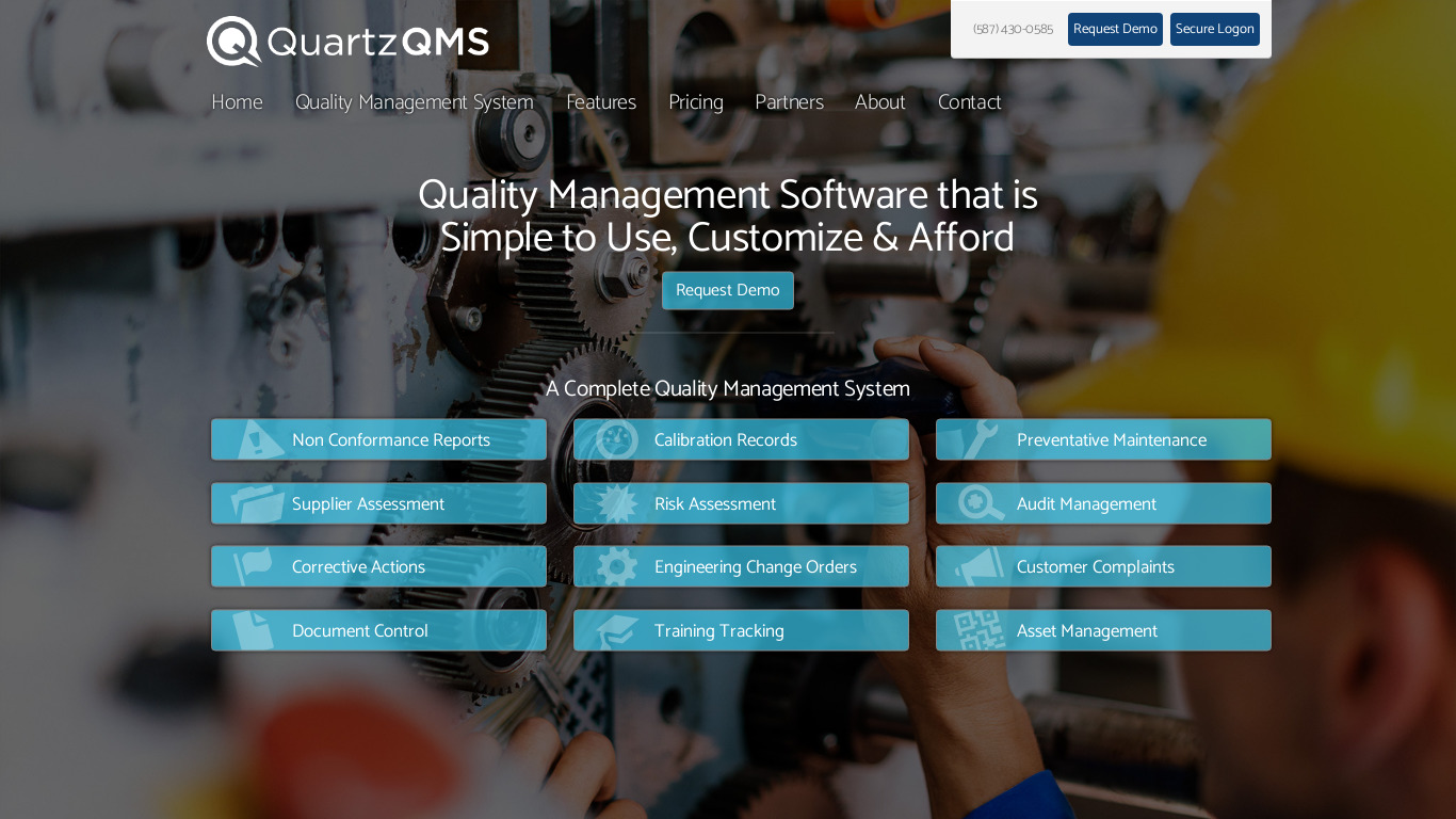 Quartz QMS Landing page