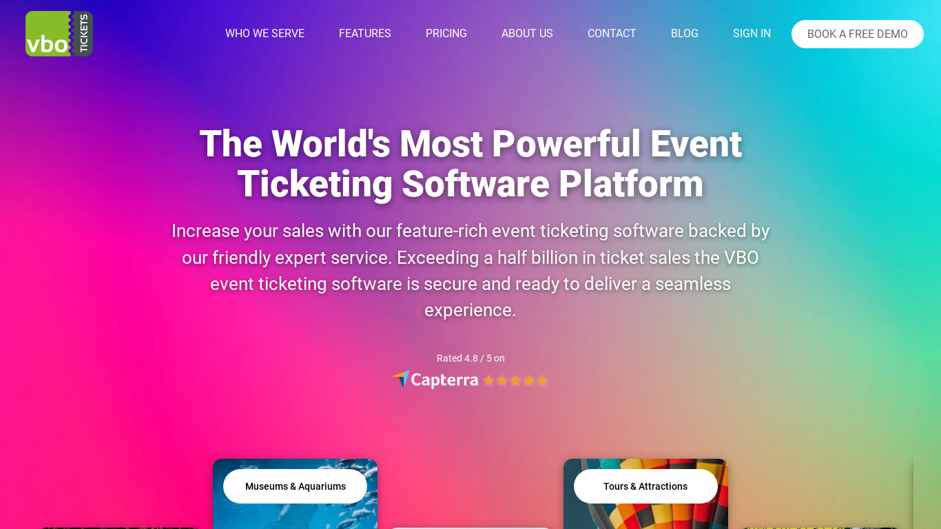 VBO Tickets Landing page