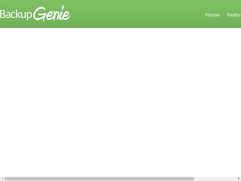 Backup Genie Landing page