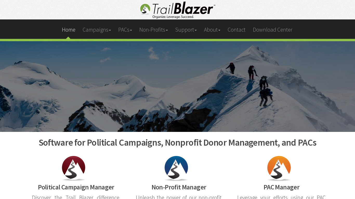 Trail Blazer Campaign Manager Landing page