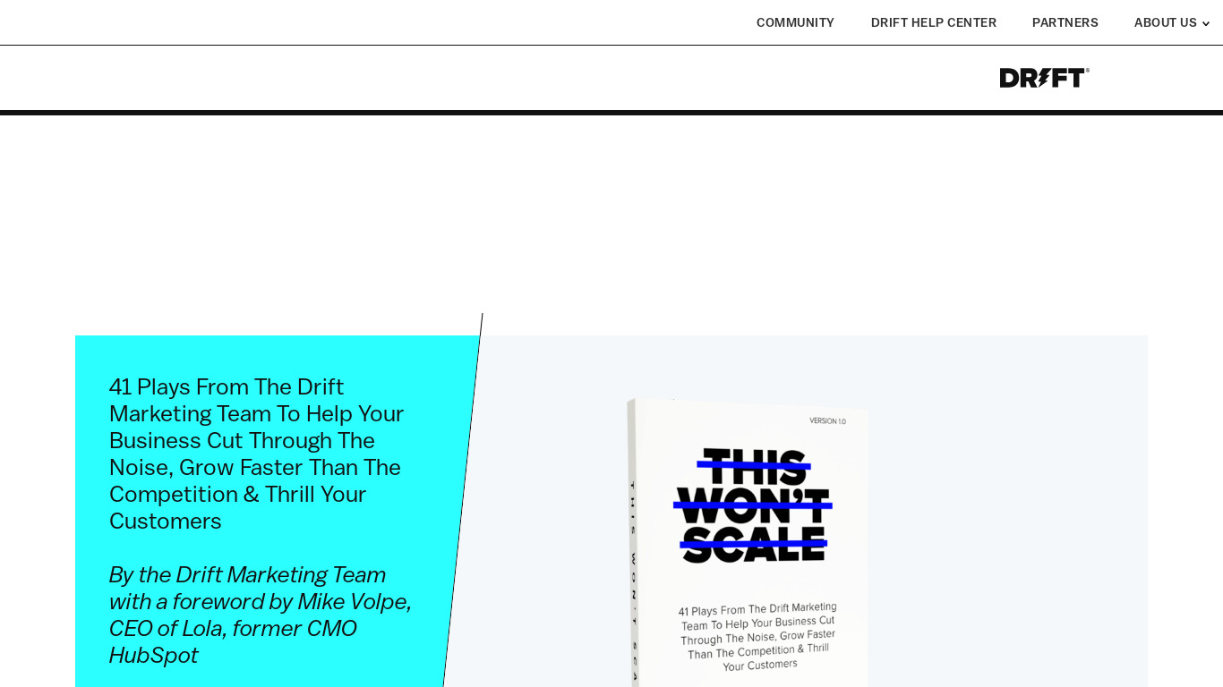 This Won't Scale by Drift Landing page