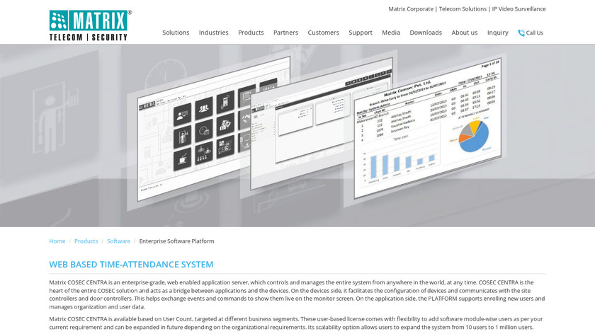 Matrix COSEC CENTRA Landing Page