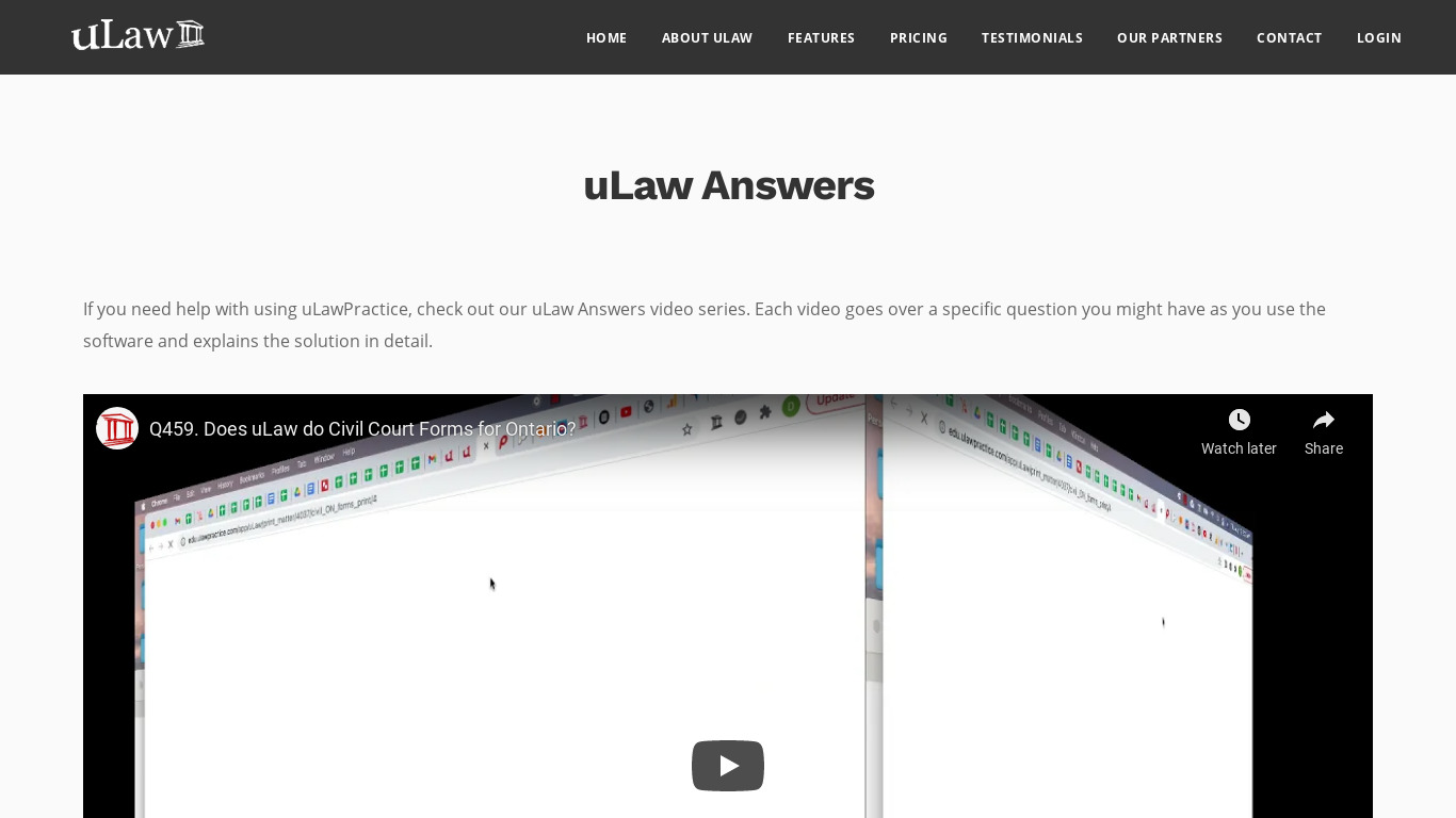uLawPractice Landing page