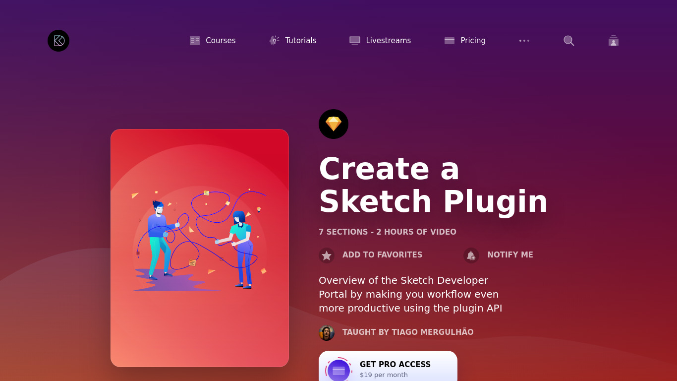 Sketch Plugin Course by Design+Code Landing page
