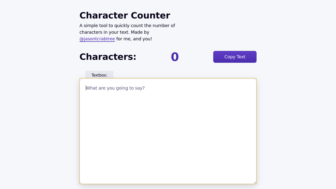 CharacterCounter Landing page