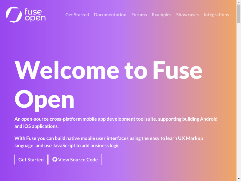 Fuse Open Landing page