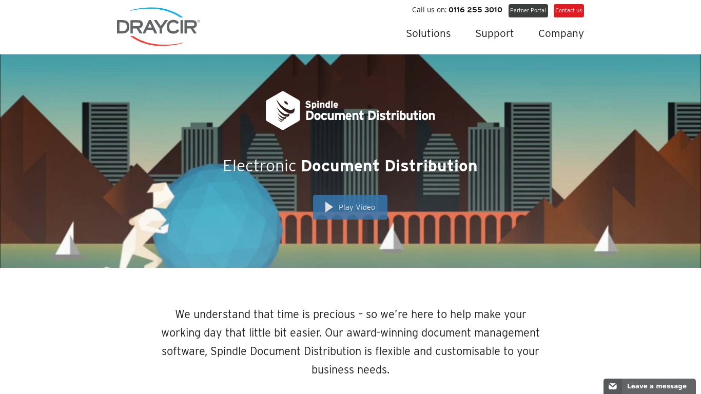 Spindle Document Distribution Landing page