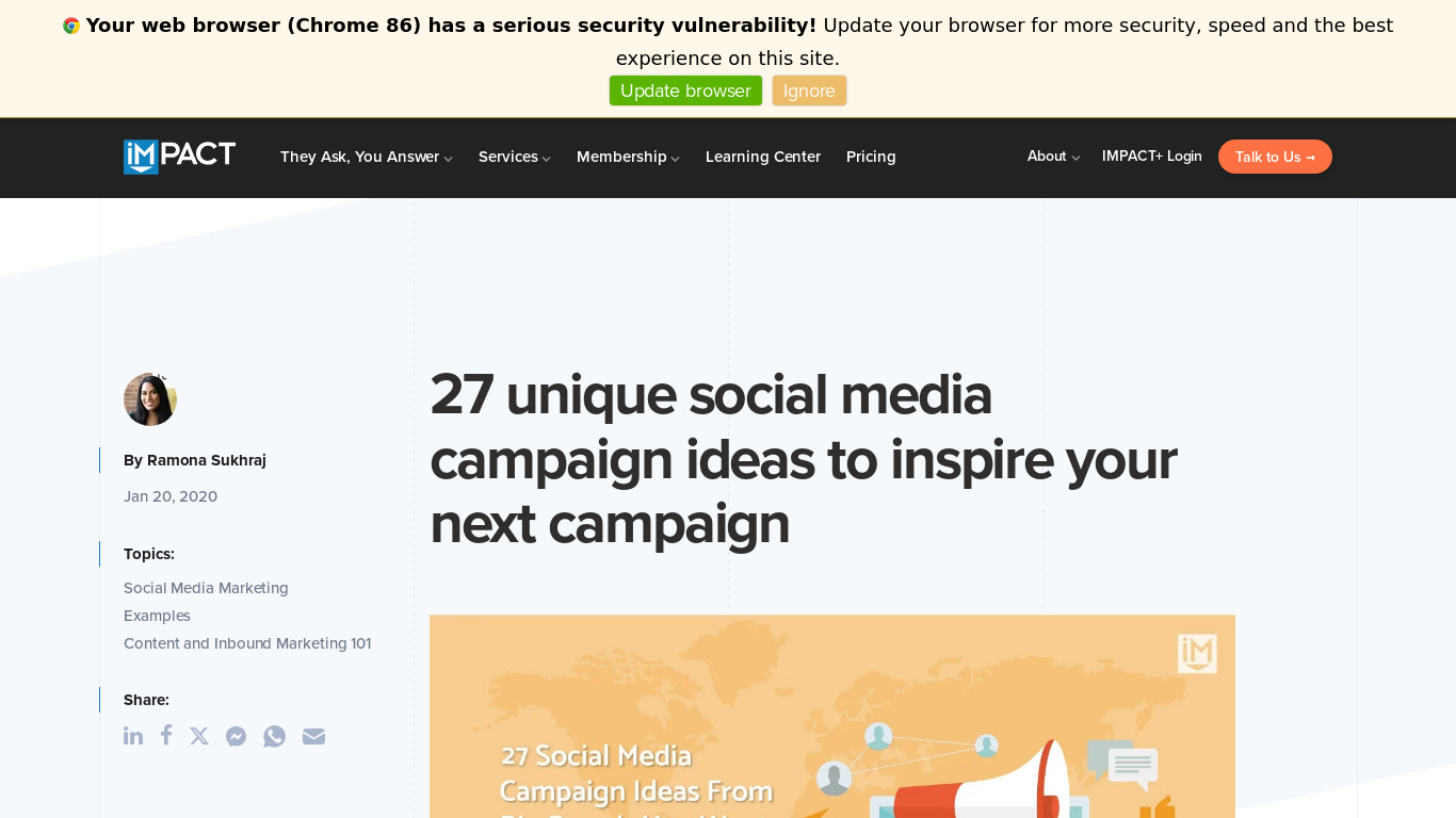 Social Campaigns Landing page