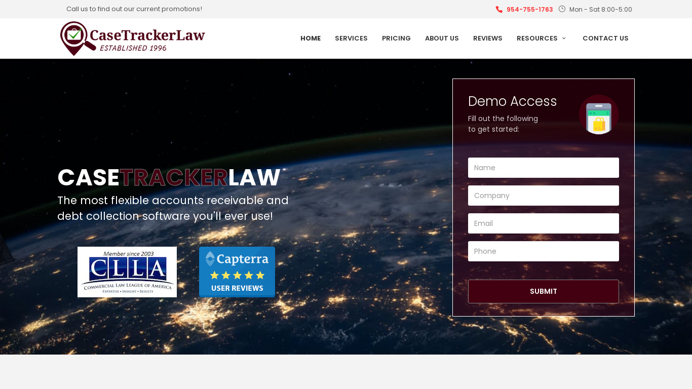 CasetrackerLaw Landing page