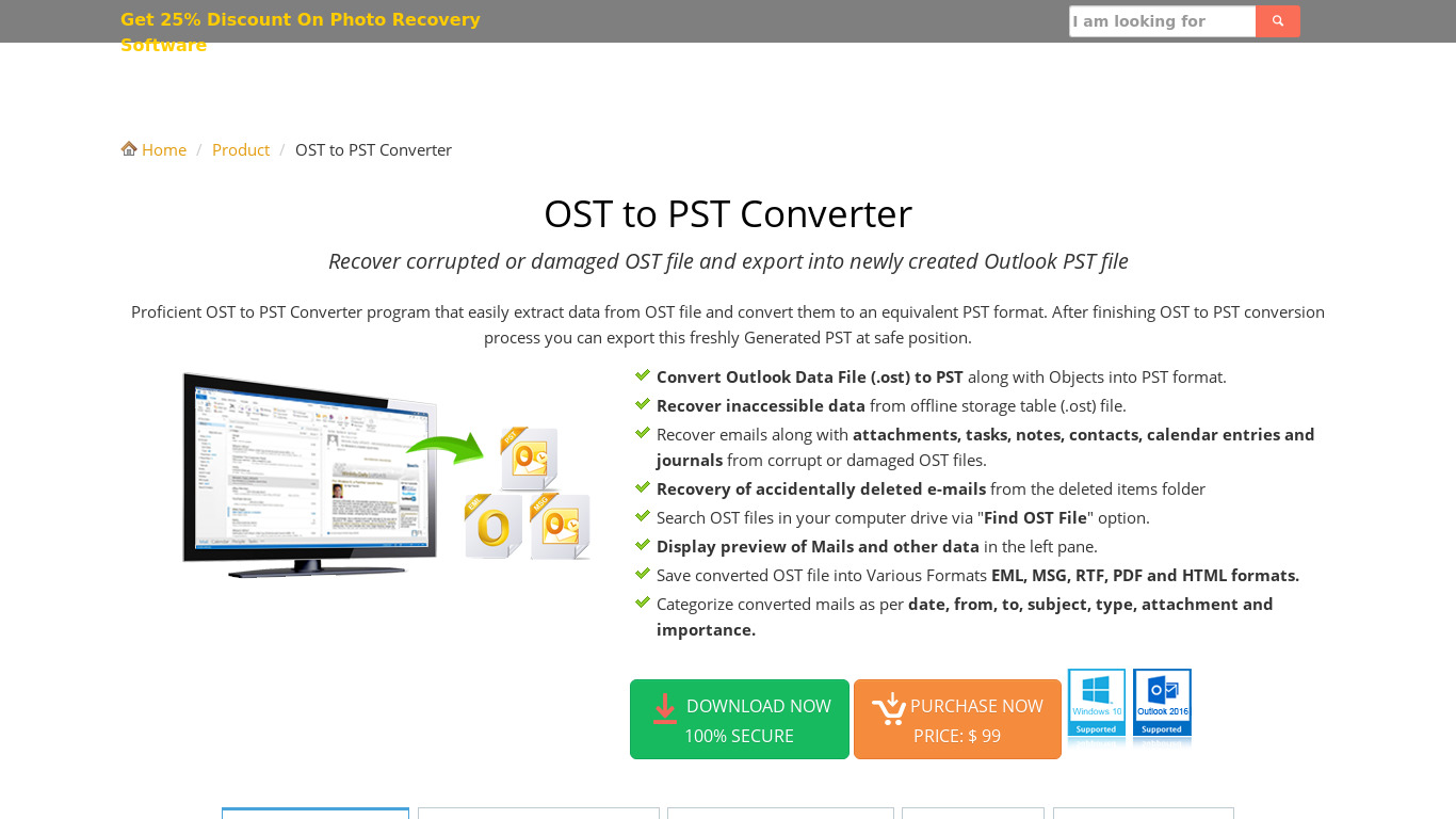 IbidInfo OST to PST Converter Landing page