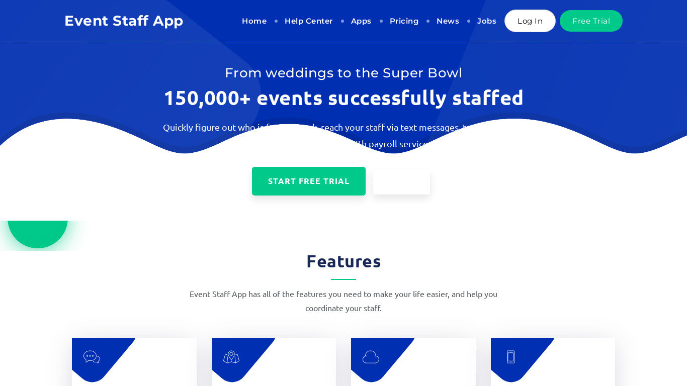 Event Staff App Landing page