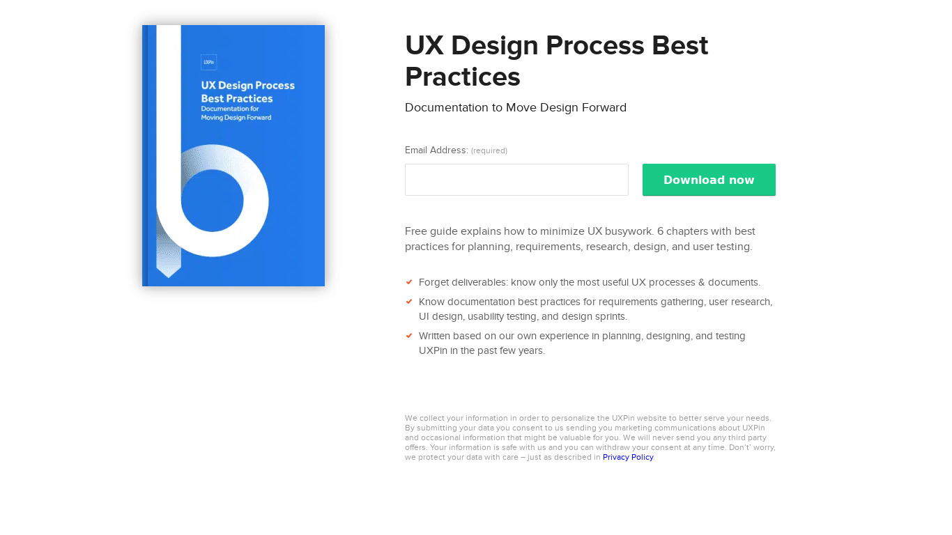UX Design Process Best Practices Landing page