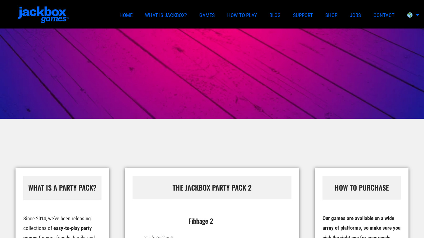 The Jackbox Party Pack 2 Landing page