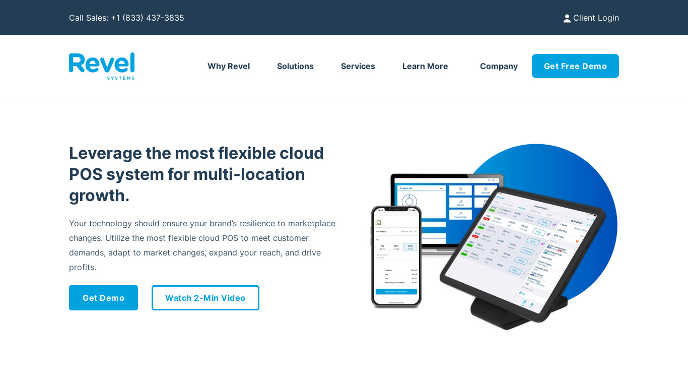 Revel Systems POS Landing page
