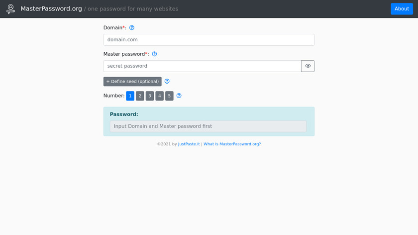 MasterPassword.org Landing Page