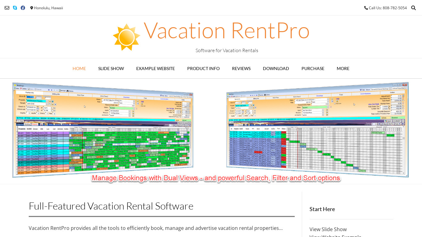 Vacation RentPro Landing page