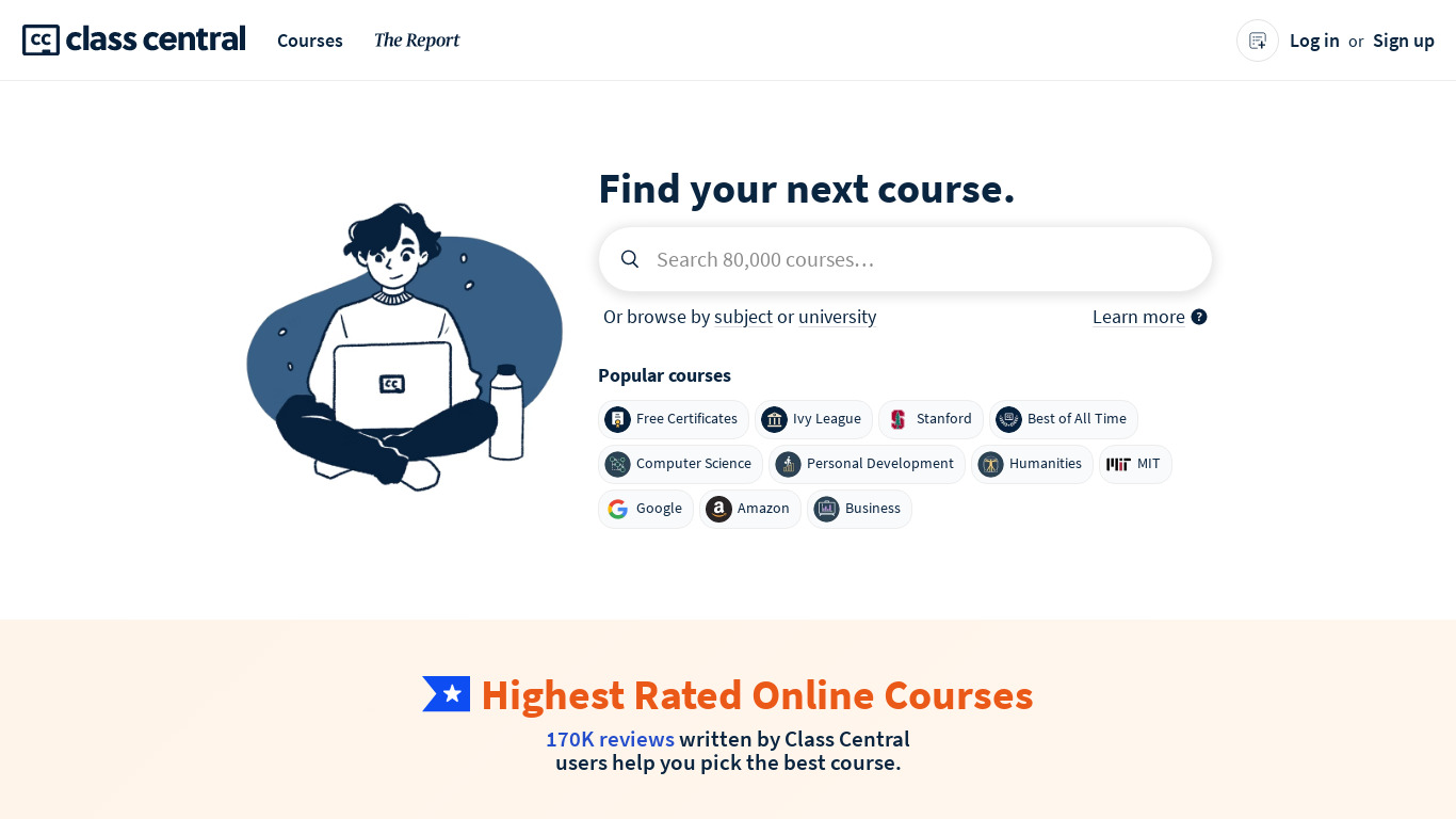 Class Central Landing page