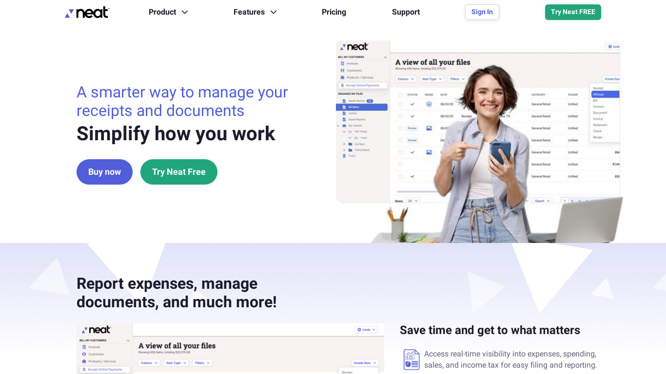 The Neat Company Landing page