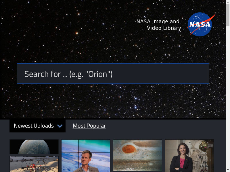 NASA Image and Video Library Landing page
