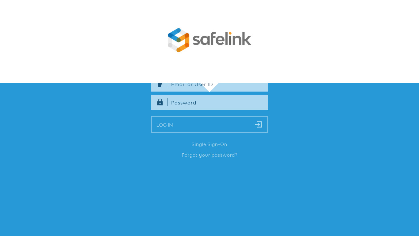 Safelink Data Rooms Landing page