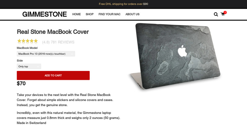 Gimmestone - MacBook Stone Covers Landing Page