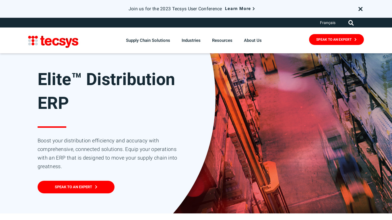 TECSYS Distribution Management Landing page
