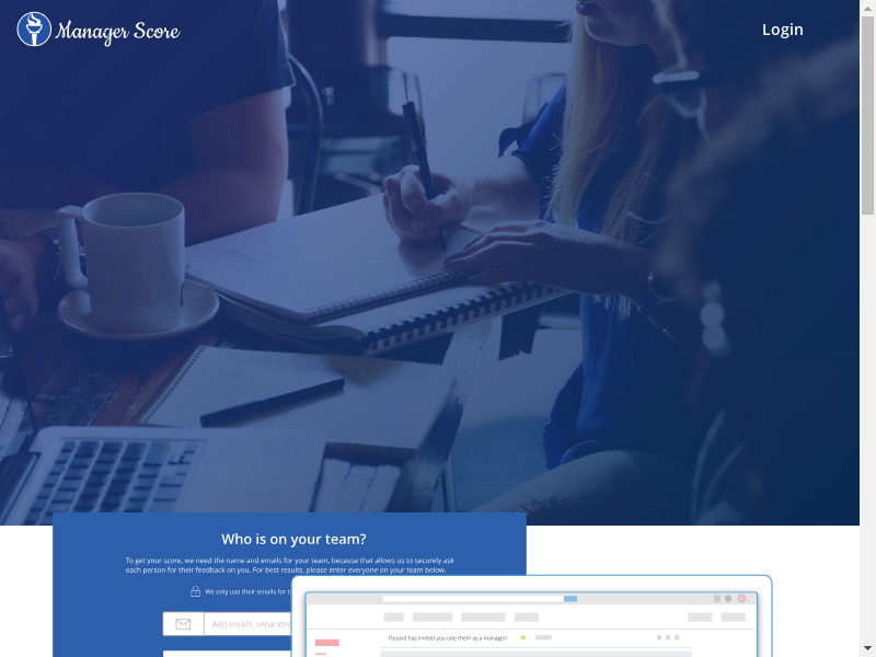 Manager Score Landing page
